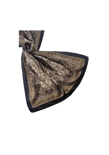 Enba Etnik Desenli Soft Pamuklu Şal 75x190 Cm Siyah - Kahve