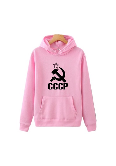 Pembe Erkekler Kapüşonlular Turuncu Pembe Mor Sonbahar Yeni Cccp Mektup Baskı Rahat Tişörtü Erkek/kadın Kapüşonlular Tişörtü Pembe