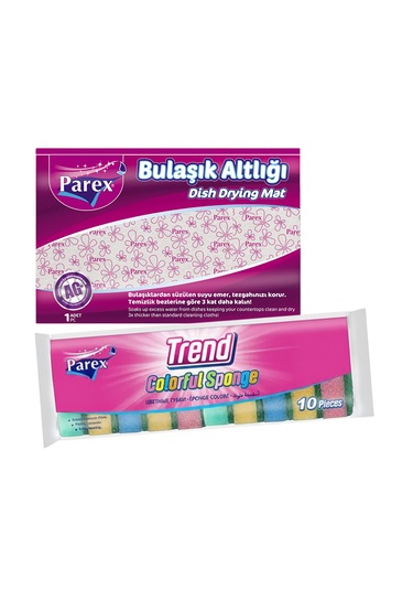 Rengarenk 10'lu Düz Sünger Ve Bulaşık Altlığı Paketi