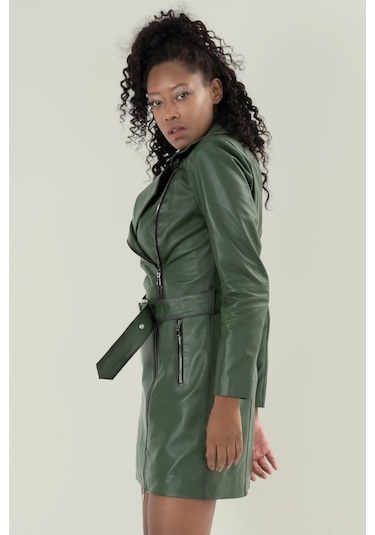 Rosana Yeşil Deri Mont 211611 001