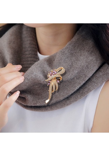 Gümüş Kadınlar, Kızlar, Bayanlar Ve Erkekler İçin Kristal Broş Fantezi Vintage Stil Çiçek Broş Pin