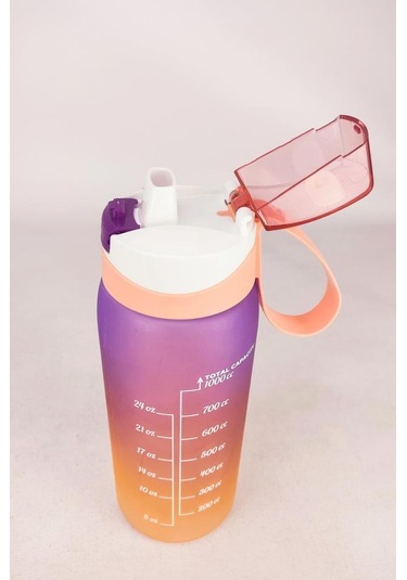 Digithome 1 L Çift Renk Ölçü Baskılı Motivasyon Sağlıklı Plastik Su Şişesi Yavruağzı 161646-162 C1-1-139