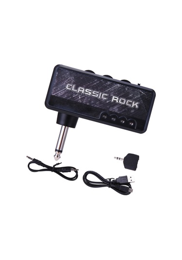 Suofeng Klasik Rock Ses Efekti İçeren Şarj Edilebilir Elektro Gitar Kulaklık Amplifikatörü - Siyah