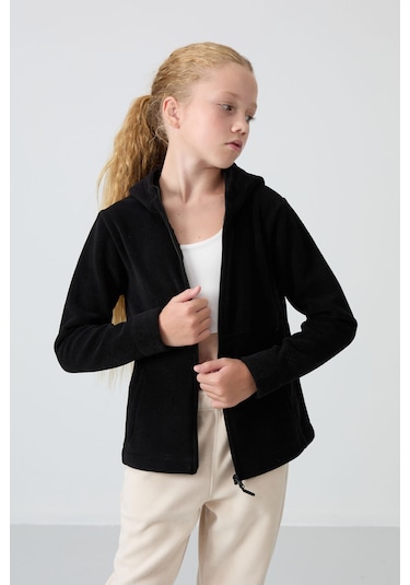 Standart Fit Kapüşonlu 2li Paket Siyah-koyu Bej Kız Çocuk Sweatshirt - 75152 Siyah - Antrasit