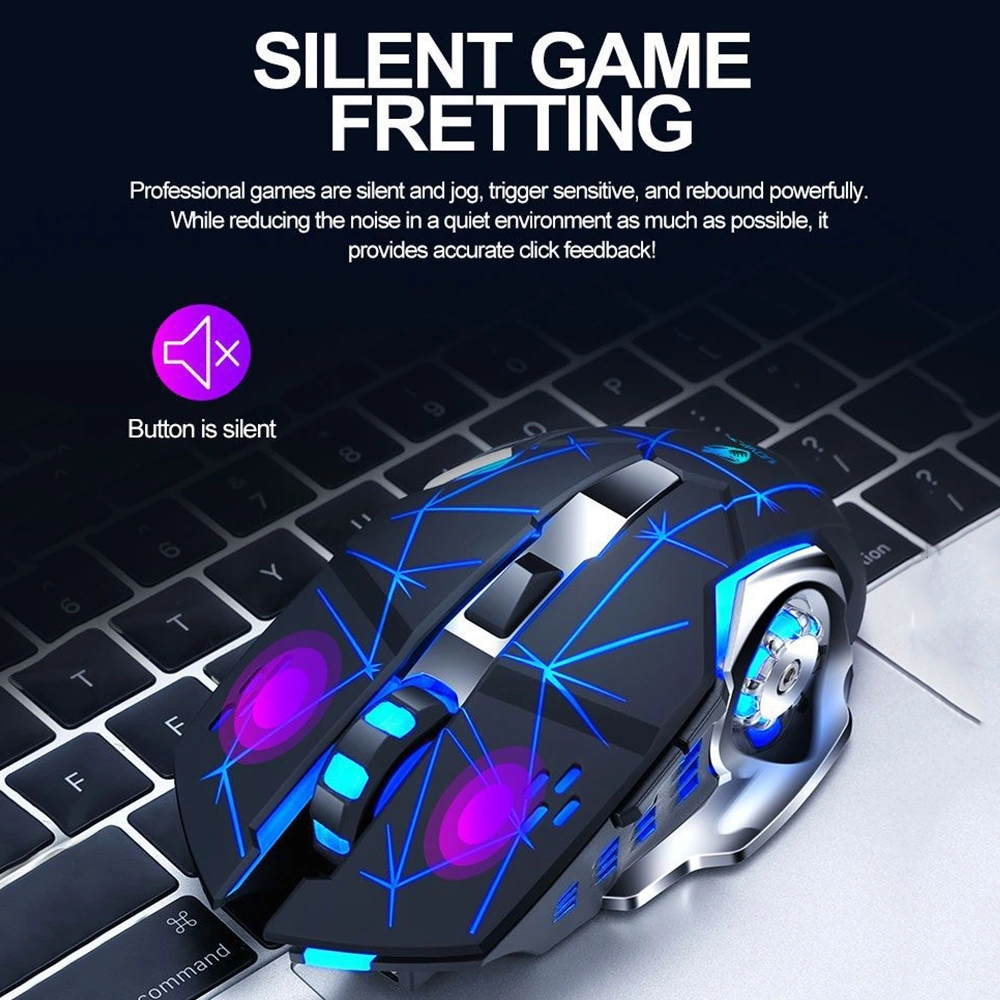 Sones T-wolf Q13 2.4ghz 6 Tuşlu Rgb Renkli Işıklı Oyun Kablosuz Faresi, Renk: Çift Modlu Gri Diğer