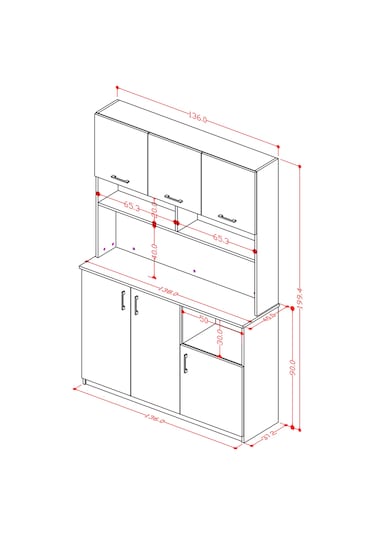 %100 Mdflam Kahve Köşesi Çok Amaçlı Mutfak Dolabı Kahve03 Beyaz - Siyah Taş Beyaz - Siyah Taş