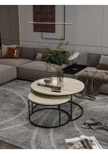 Orta Sehpa Ikili Lüx Specıal Traverten Bej