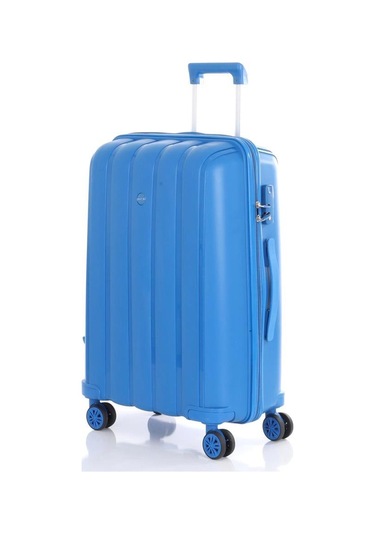 Mçs Bavul Orta Ve Kabin 2li Set Kırılmaz Silikon Valiz V305 Saksmavi Çok Renkli