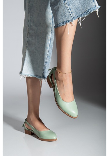Volpen Cilt Kısa Topuk Ayakkabı Mint Yeşil Yeşil