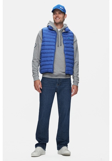 Blume Mavi Fermuarlı Ve Cepli Polyester Standard Fit Erkek Yelek Mavi