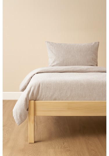 Tek Kişilik Nevresim Takımı Sütlü Kahve Eco Cotton Sütlü Kahve