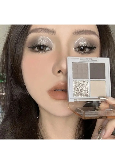 4 Renkli Glitter Mavi Göz Farı Paleti Mat İnci Pırıltılı Akrilik Dumanlı Gri Smoky Grey 01 Garden Rose