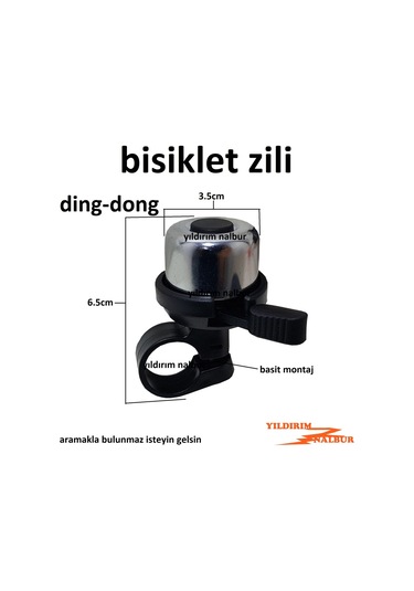 Scott Bike Çın--Tın Taıwan Malı Çelik Gri Bisiklet Zili Gri