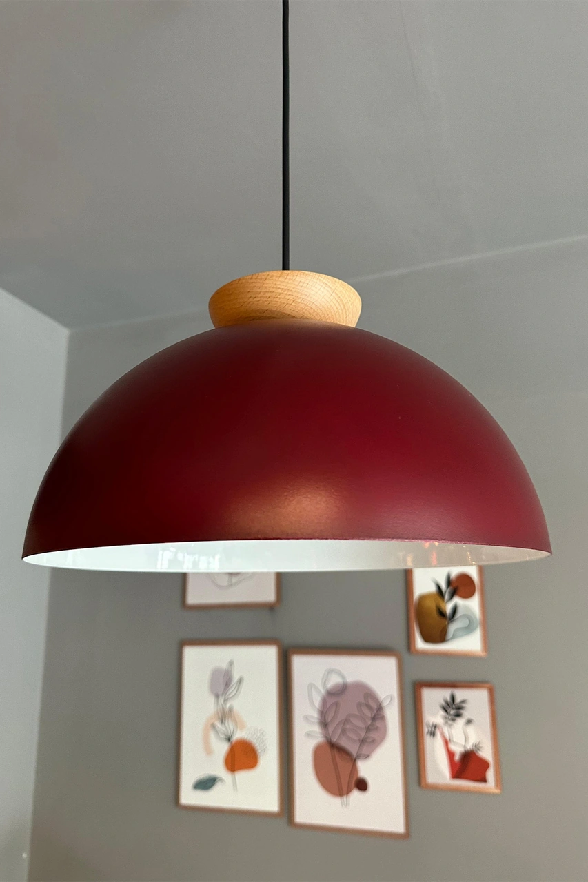 Yimpi Vişne Çürüğü Avize Ahşap Tekli Sarkıt Salon Kuaför Cafe Dekoratif Aydınlatma Pastane Vişne Çürüğü