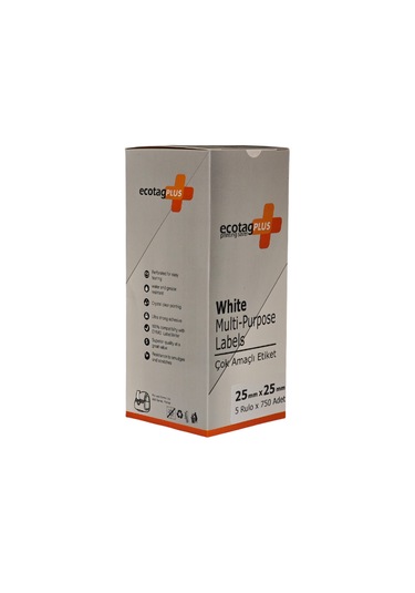 Ecotagplus Dymo Muadili Etiket - 25 Mm X 25 Mm - 5 X 750 Adet - Eko Paket 1