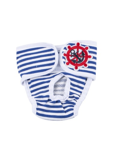 Pet Fizyolojik Pantolon Dişi Köpek Fizyolojik Dönem Hijyen Pantolonu, Boyut: M Mavi Beyaz Çizgili