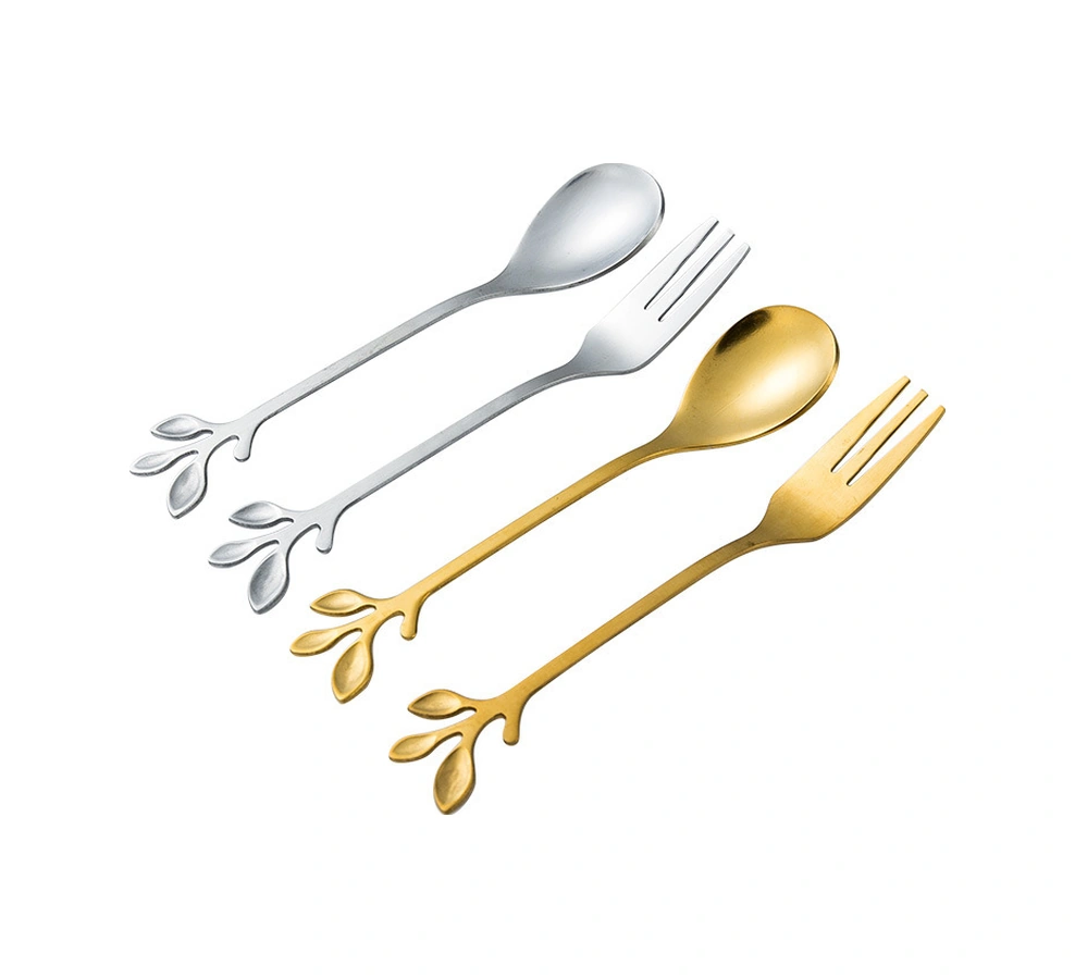 Youmex Altın Kaplama Paslanmaz Çelik Çay Kaşığı - Doğa Motifi Dal Şekilli Kahve Karıştırıcı, Tatlı Ve Meyve Kaşıği Seti Diğer