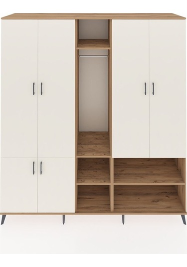 Kronos Dolap 15 Raflı 5 Kapaklı Tek Askılı 220x59x243 Çam-aytaşı/çam Aytası/atlas Çam