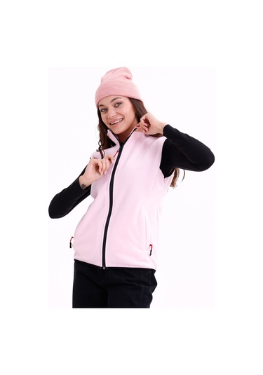 Monox Kadın Slim Fit Tam Fermuarlı Polar Yelek Pembe