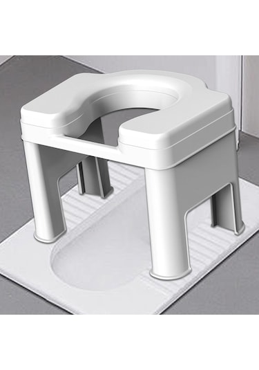 Suntek Tuvalet Taburesi Taşınabilir Kaymaz Kompakt 26,5cm-beyaz