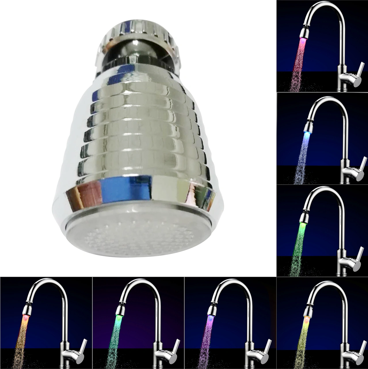 Geeroyoo Led Su Akışı İle Çalışan 360 Derece Döner M22 Dahili Dişli Lavabo/perde Burcu Spreyi - 7 Renk Veya Sıcaklık Sensörlü Renk Değişimi, Su Tasarruflu Abs Malzeme Diğer