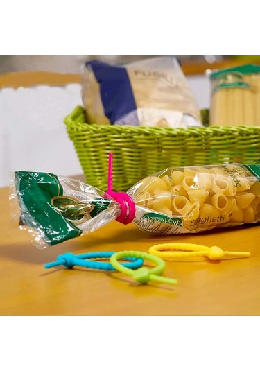 21 Parça 21,5 Cm Silikon Kablo Bağı, Renkli Büküm Bağları, Yeniden Kullanılabilir Kablo Yönetim Düzenleyici, Gıda Poşeti Sızdırmazlık Aparatı