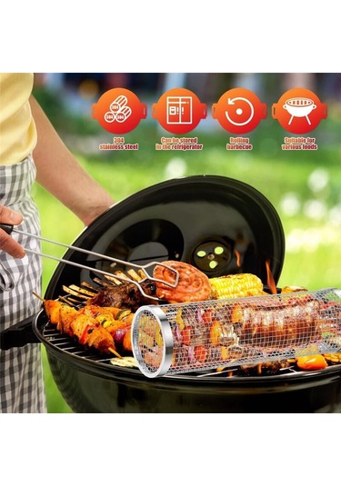 Taşınabilir Izgara Sepeti, Silindirli, Izgara Ağı, Paslanmaz Çelik, Izgara Silindiri, Her Türlü Sebzeye Uygun, French-b