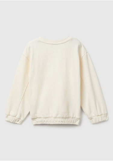 Benetton Kız Bebek Ekru Kalpli Sweatshırt Ekru