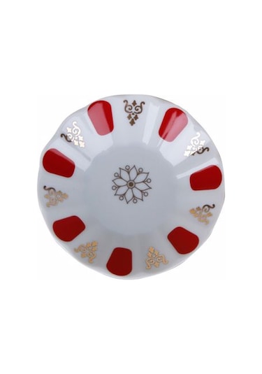 Porland Kırmızı Yaldızlı Çay Tabağı 11 Cm Tekli