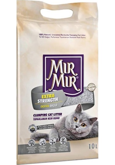 MırMır Aktif Karbonlu Extra Güçlü Topaklaşan Bentonit Kedi Kumu 10 L