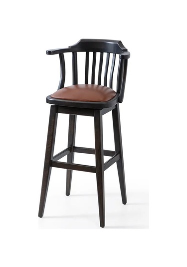 Arven Döner Ahşap Bar Sandalyesi Siyah