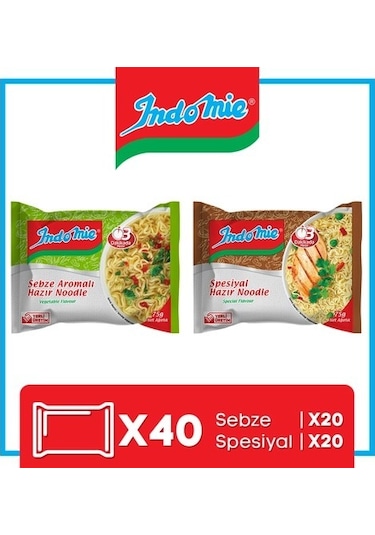 İndomie Karma Sebzeli 20 Adet + Spesiyal 20 Adet