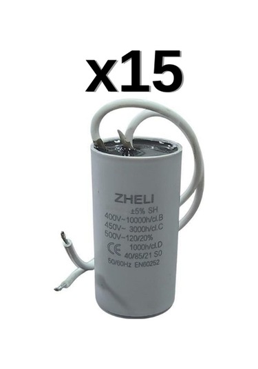 15'li Zheli 2 Μf 25x49 Mm Plastik Kablolu 450-500 Acv Daimi Devre Kondansatörü