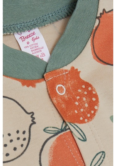 Breeze Kız Bebek Tulum Nar Desenli 0-6 Ay, Bej-Bej