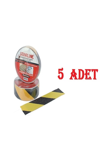 50 Mm x 15 M Kaydırmaz Bant Starline Sarı-Siyah X 5 Adet