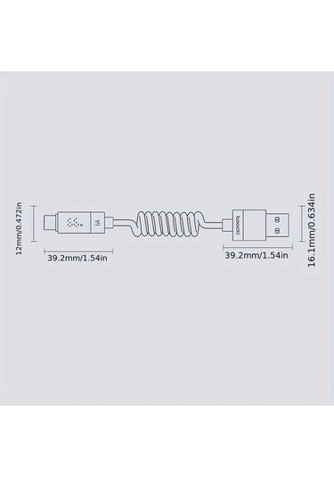 Xuweiwei Grey Usb-a To Type-c 1.8m 5.9ft Toocki Spring Kablosu 100w 6a Dijital Ekranlı Şarj Ve Veri Aktarım Kablosu