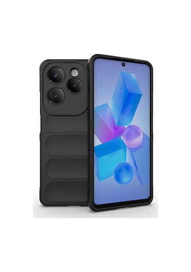 İnfinix Hot 40 Pro Kılıf Esnek Tpu Oyuklu Arka Yüzey Tasarımlı Hptk Etnik Silikon Kapak - Siyah Siyah