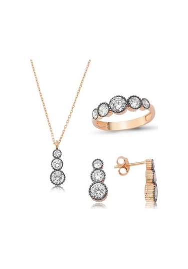 Gümüş Elmas Model 5 Taş Kadın Set (46925557)