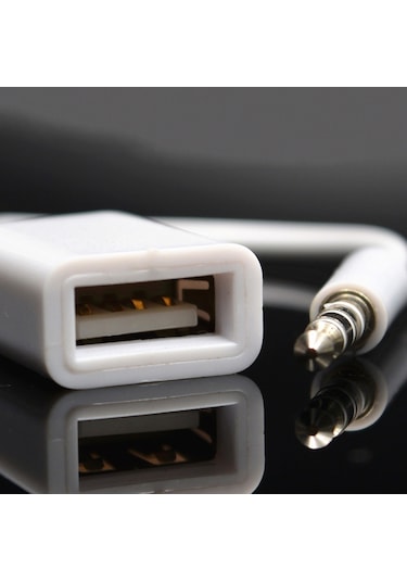 Sones 10 Adet Y-1502 14 Cm Araç Aux Ses Kablosu Usb Araç 3.5mm Adaptör Kablosu Beyaz