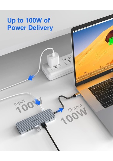 Usb C Hub, 4k Hdmı Bağlantı Noktalı 9'unda 1 Arada Yerleştirme İstasyonu Tipi C Hub, 3 Usb 3.0 Bağlantı Noktası