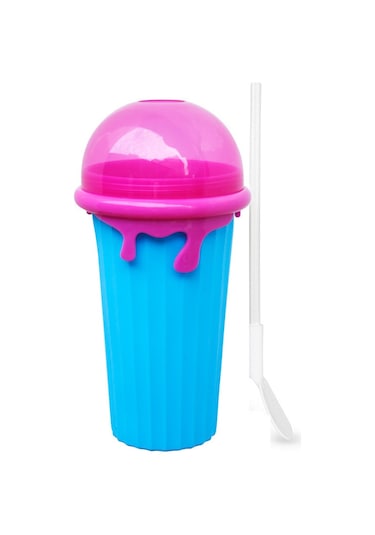 Springsun Yazın Serinletici: 500ml Yükseltilmiş Kapasiteli Blender Bardak, Kolay Kullanım, Popüler Tasarım, Çeşitli İçecekler İçin Mavi Mavi