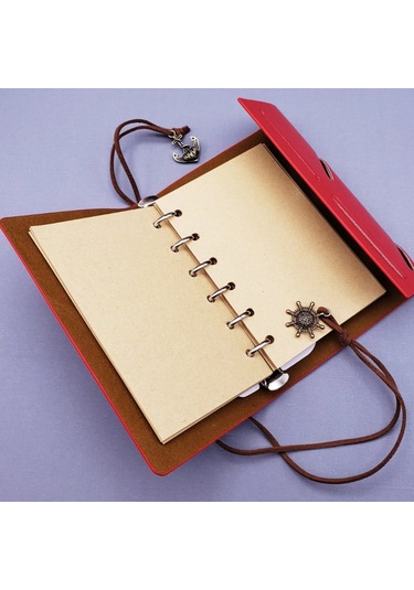 Kenpazar Küçük Boy Pusula Baskılı Deri Defter Çok Renkli