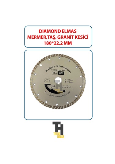 Dıamond Elmas Mermer, Taş, Granit Kesici, Ağız 180 Mm X 22,2 Mm Spiral