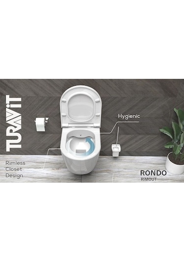 Turavit RND5512 Rondo Kanalsız Asma Klozet Nkp Yavaş Kapak