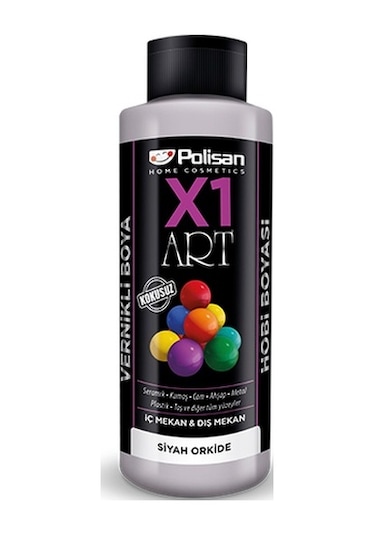 Polisan X1 Art Vernikli Hobi Boyası Siyah Orkide 120 ML