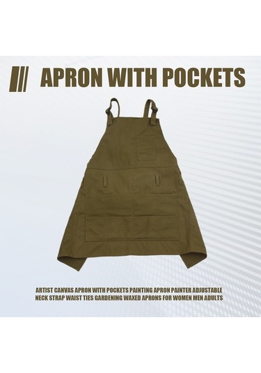 Ulzyvf Yetişkinler Yeşili Tuval Sanatçı Ordu Önlükleri Önlük Kadınlar İçin Erkekler Bahçe Ek Ordu Yeşili