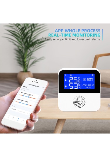 Maiyame Wi-fi Isı Ve Nem Dedektörü, 2.9 İnç Lcd Geri Aydınlatma, Zaman/tarih Gösterimi, Usb Şarj, As90w Modeli Sıcaklık Kablosu Yok