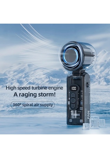 Xuweiwei Şeffaf Mor Katlanabilir El Tipi Buz Paketi Fanı Soğutma Aydınlatma 100 Ayarlı Usb Şarj Lityum Pil İç Dış Mekan