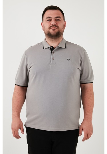 Buratti Büyük Beden Pamuklu Regular Fit Erkek Polo Yaka T Shirt 5902118B Taş