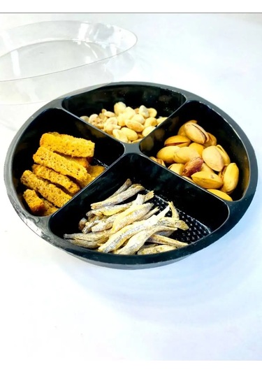 Tpt Kapaklı Tek Kullanımlık Plastik Bölmeli Tabak, Çap 15 Cm, 10 Adet 144640133 100 adet